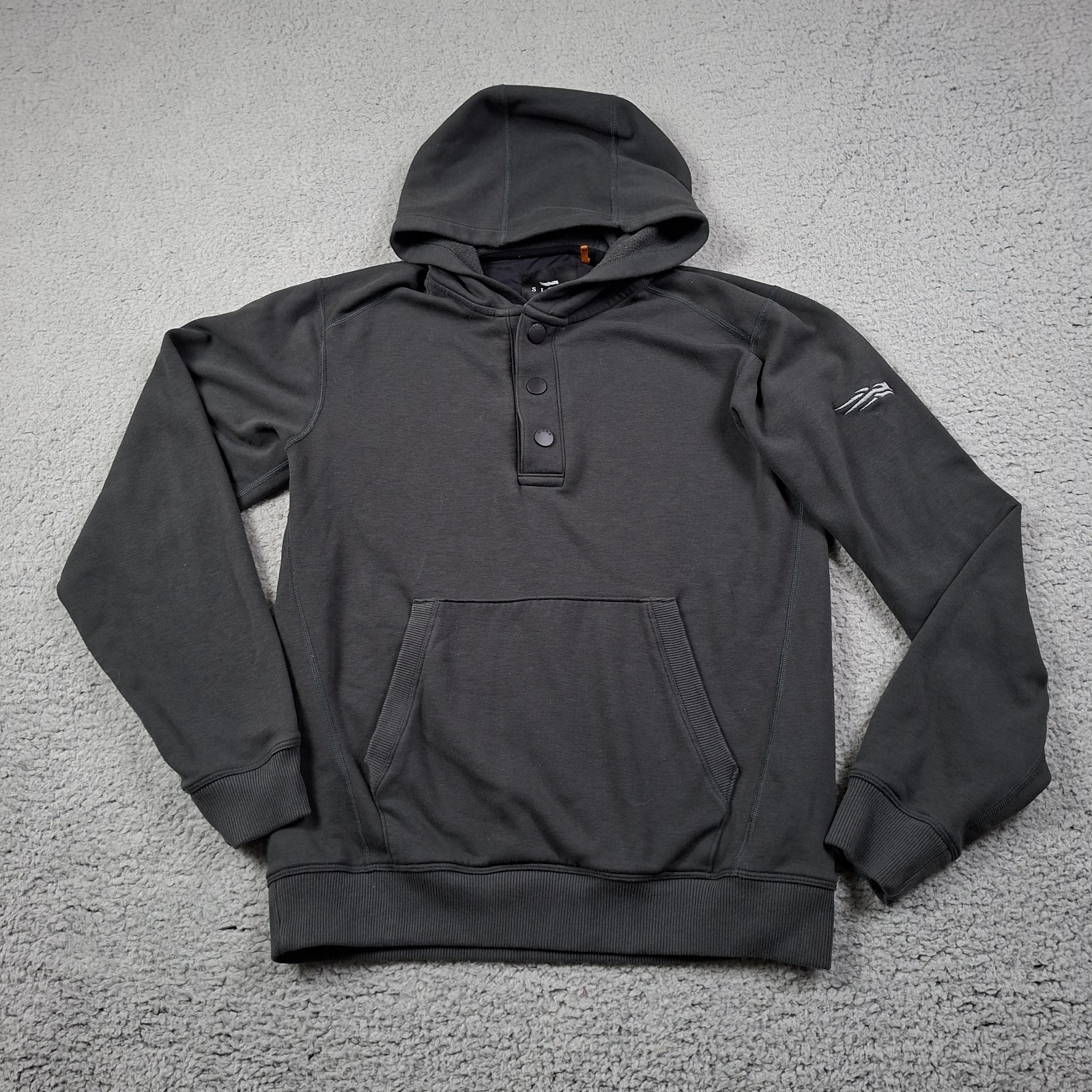 SITKA Hoodie Mens S Gray Pullover Heavyweight Harbor Snap Front Hoody Hunting