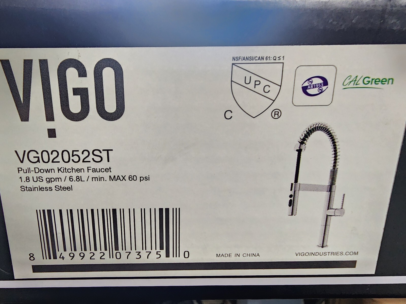 Vigo VG02052 Edison 1.8 GPM 1 Hole Pre-Rinse Pull Down Kitchen - Stainless Steel Vigo VG02052 Edison 1.8 GPM 1 Hole Pre-Rinse Pull Down Kitchen - Stainless Steel