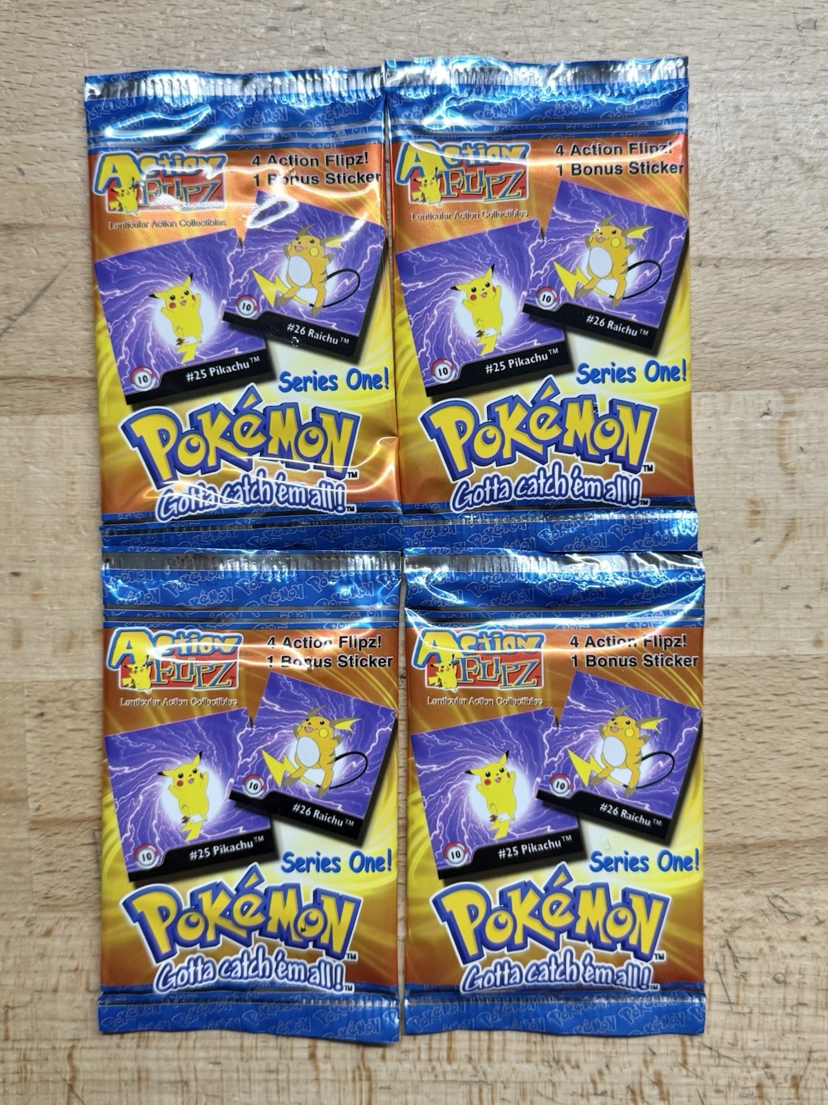 1999 Pokemon Action Flipz Premier Edition Sealed 4 Pack Lot