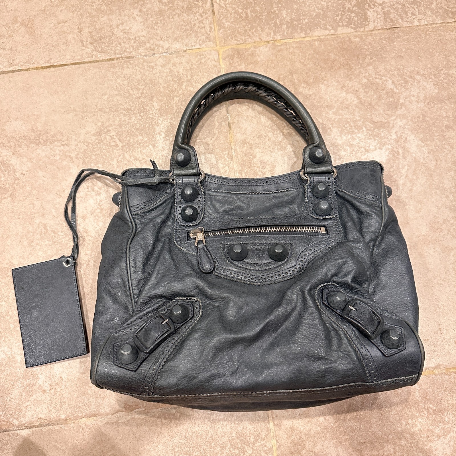 vintage black balenciaga city bag with lace details vintage black balenciaga city bag with lace details
