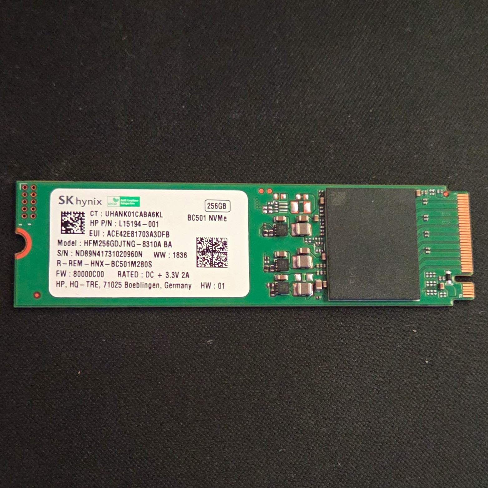 SK hynix BC501 256GB NVMe M.2 Internal SSD HFM256GDJTNG-8310A SK hynix BC501 256GB NVMe M.2 Internal SSD HFM256GDJTNG-8310A