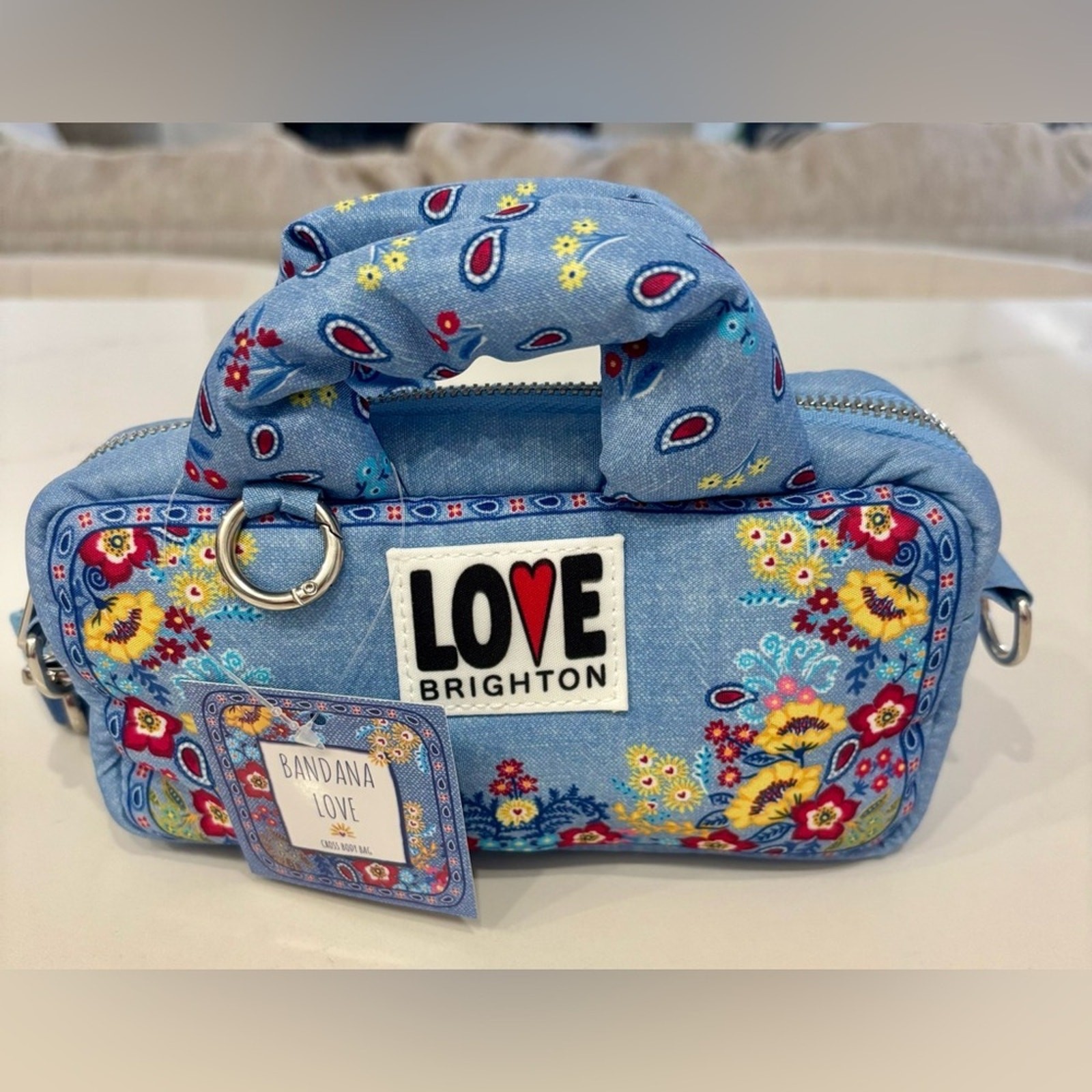 NWT Brighton Bandana Love Blue Floral Crossbody Bag NWT Brighton Bandana Love Blue Floral Crossbody Bag
