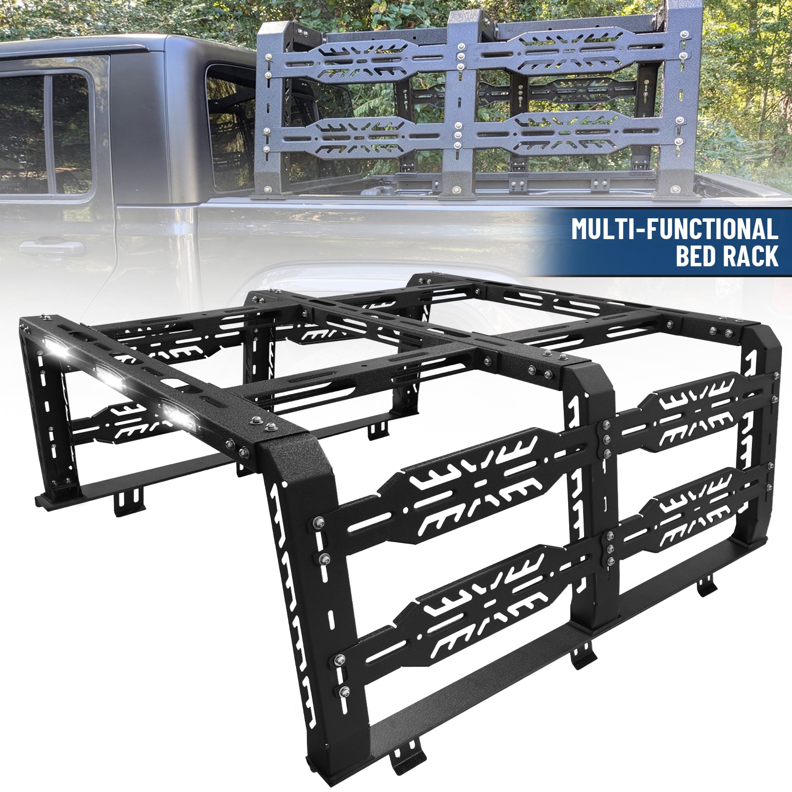 For 20-25 Jeep Gladiator JT Truck Bed Rack Cargo Luggage Carrier Rack  BLK Steel