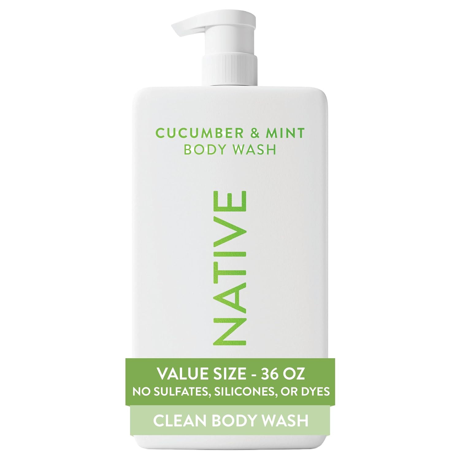 Native Body Wash for Women & Men, Cucumber & Mint, 36 Oz Pump Bottle, Sulfate-Fr Native Body Wash for Women & Men, Cucumber & Mint, 36 Oz Pump Bottle, Sulfate-Fr