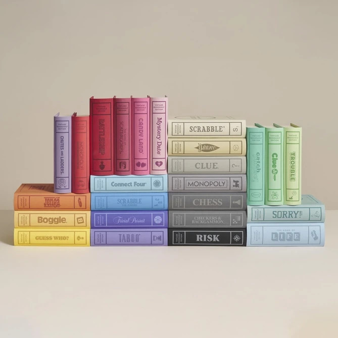 WS Game Company 25-Pack Vintage Bookshelf Classic Board Games Collection New
