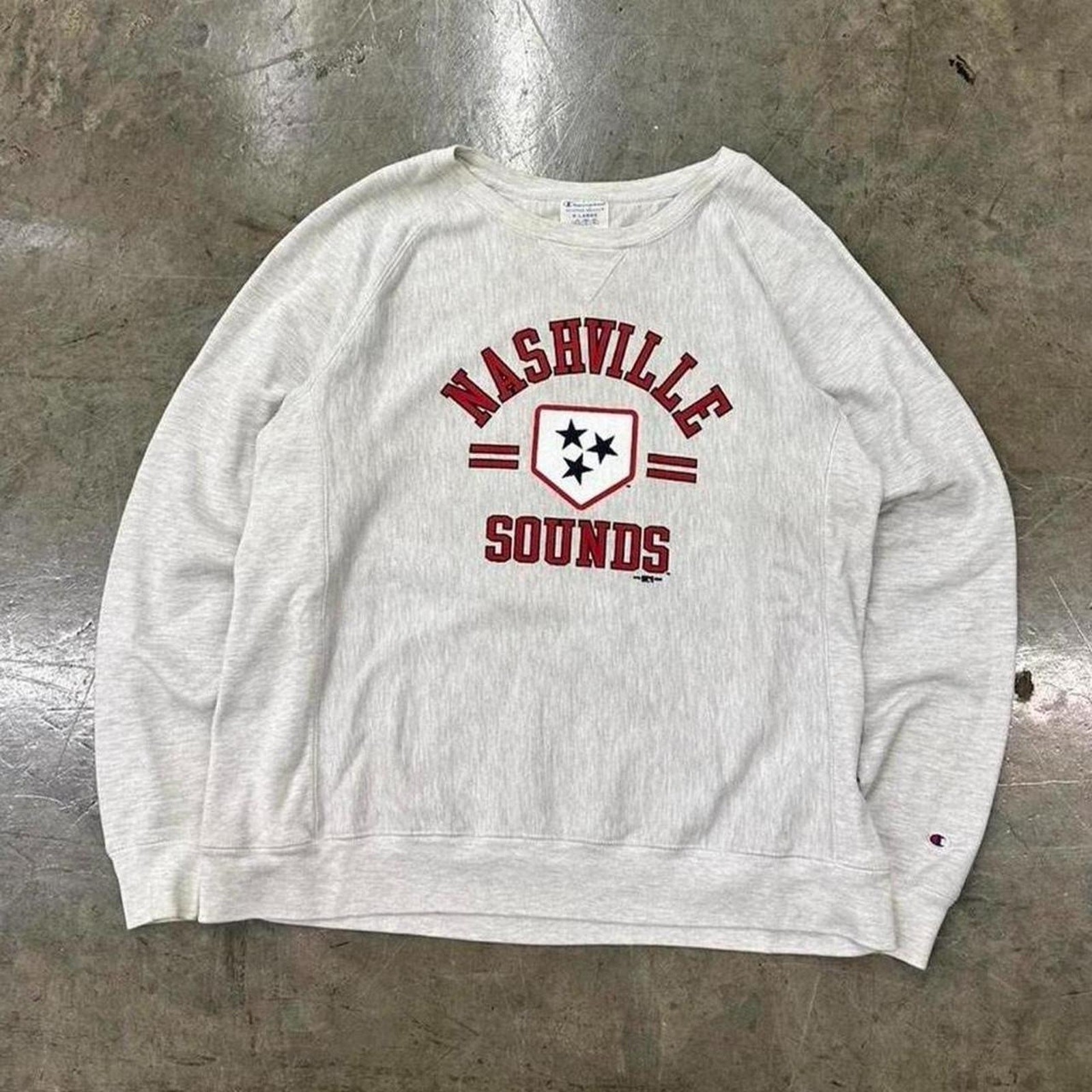 Vintage Champion Nashville Sounds Baseball Crewneck Sweatshirt Gray Size XL Vintage Champion Nashville Sounds Baseball Crewneck Sweatshirt Gray Size XL