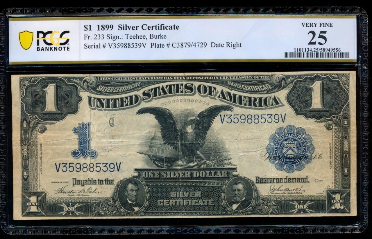 AC Fr 232 1899 $1 Silver Certificate PCGS 25 comment BLACK EAGLE