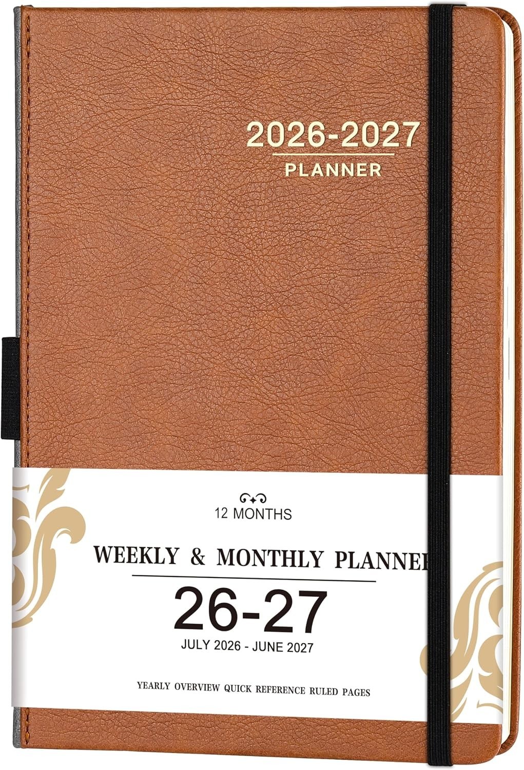 Lemome 2026-2027 Planner Brown Leather Academic Bookmarks