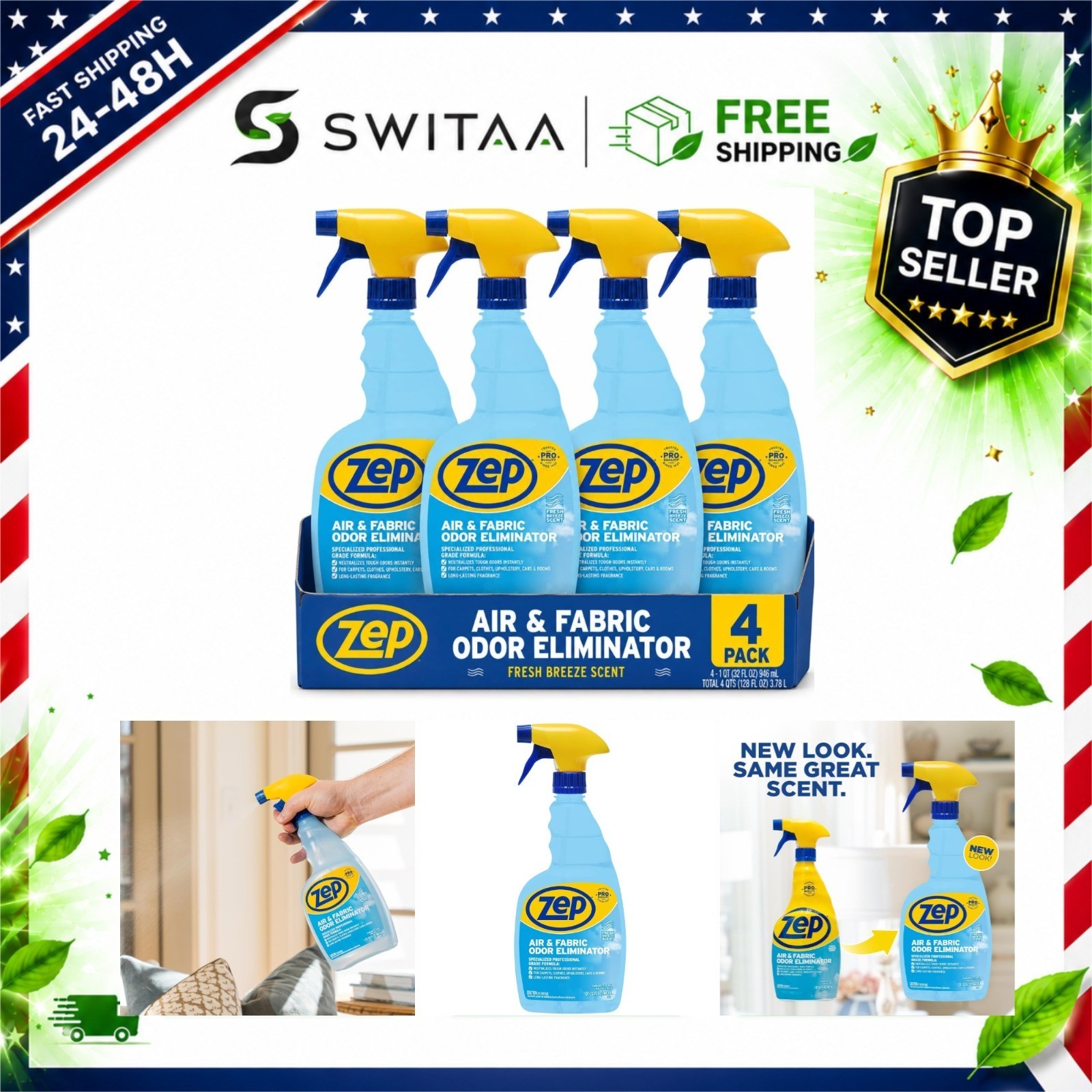 Zep Air & Fabric Odor Eliminator 32 oz Case of 4 ZUAIR324 - Neutralizes Strong Zep Air & Fabric Odor Eliminator 32 oz Case of 4 ZUAIR324 - Neutralizes Strong