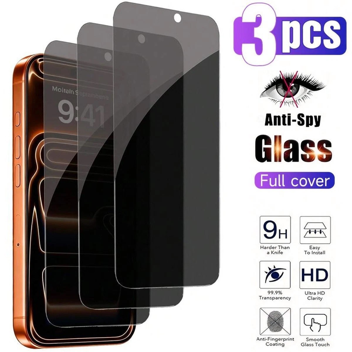 3× For iPhone 18 17 16e 15 14 13 Pro Max Privacy Tempered Glass Screen Protector 3× For iPhone 18 17 16e 15 14 13 Pro Max Privacy Tempered Glass Screen Protector