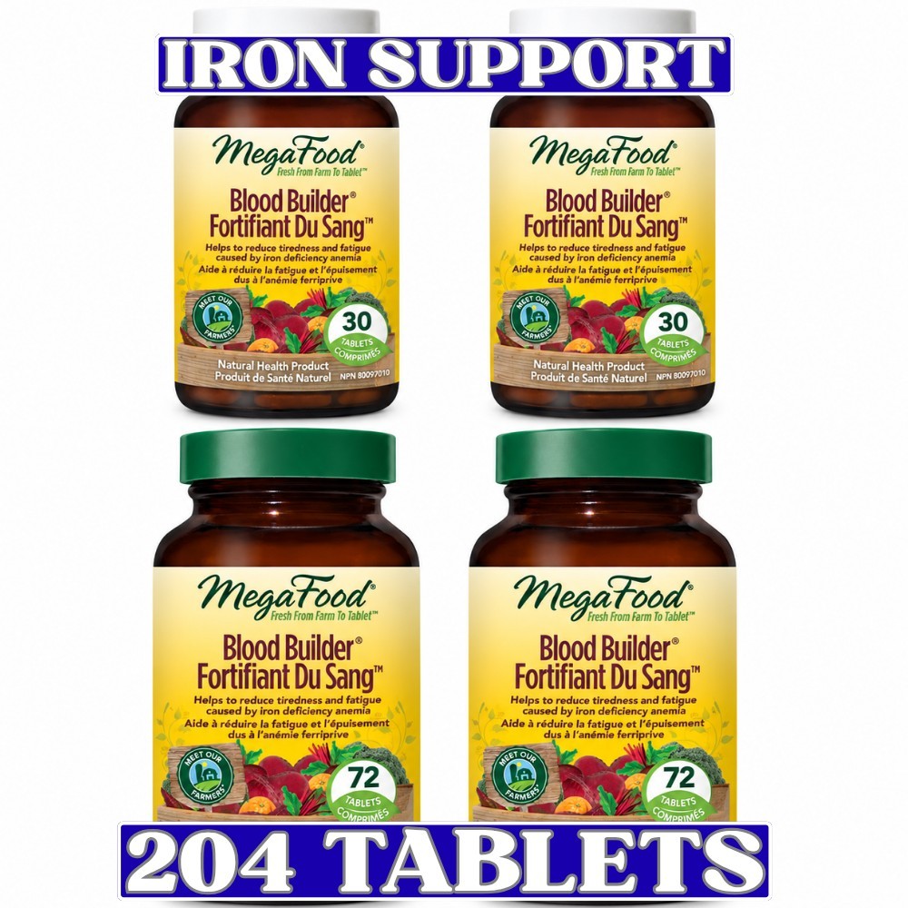 MegaFood Blood Builder 4-Pack 204 Tablets Iron B12 Folate Vitamin C