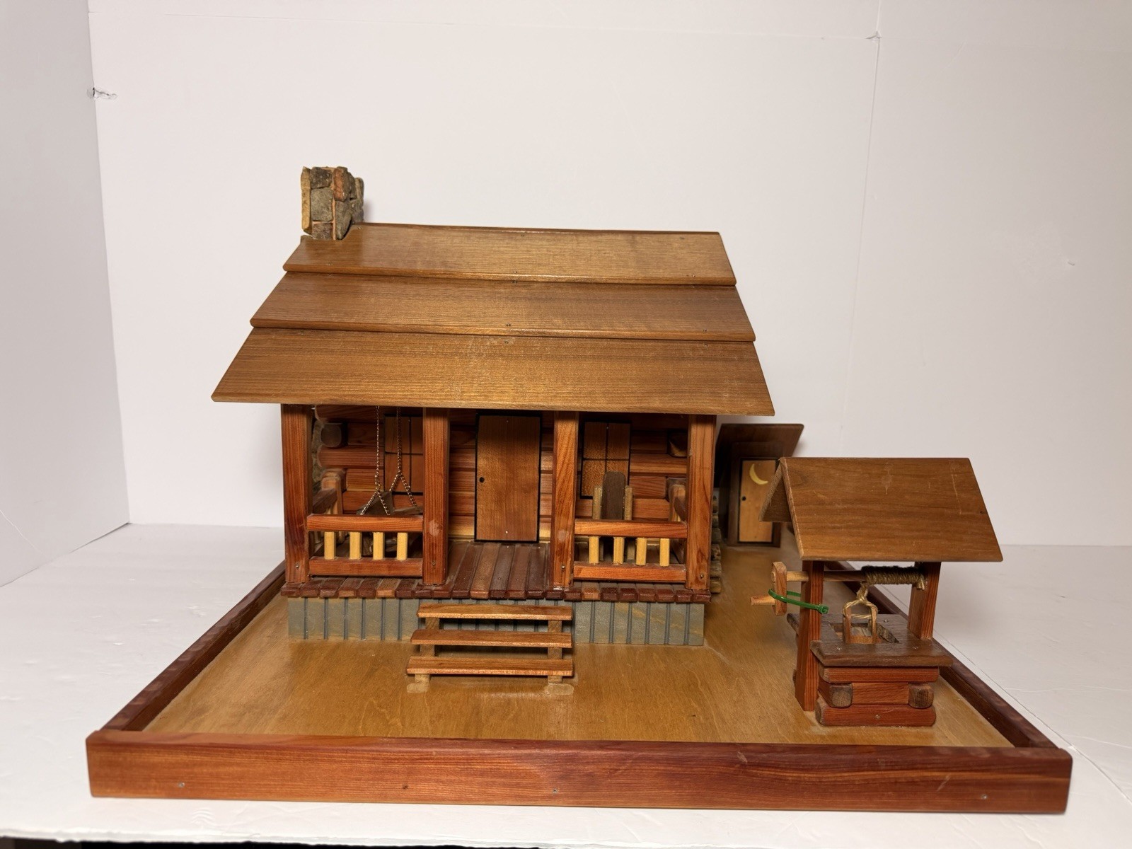 VTG Primitive Log Cabin Handmade Folk Art Rustic Decor