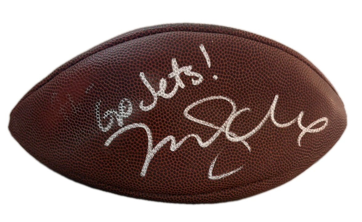 MARK SANCHEZ SIGNED NFL FOOTBALL NEW YORK JETS INSCRIBED GO JETS  PSA AUTHENTIC 