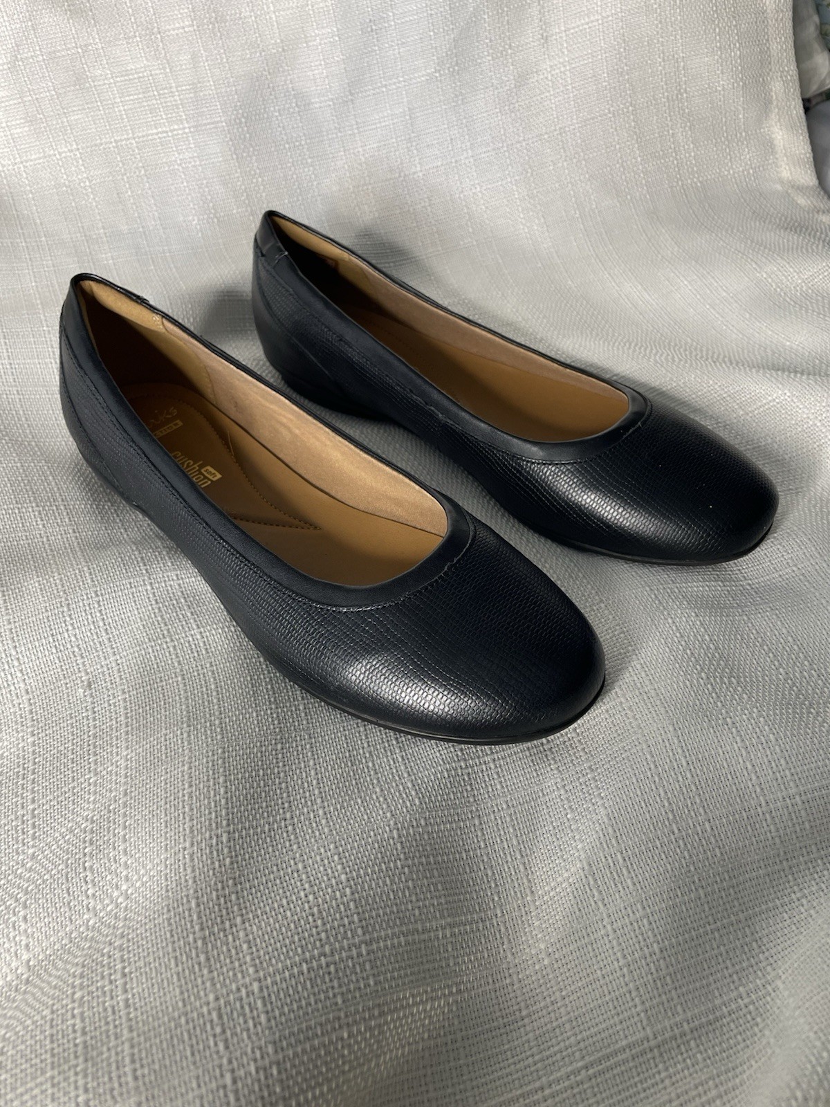 Clark\'s Collection Gracelin Mara Black Leather Ballet Flats 7 NEW Classic