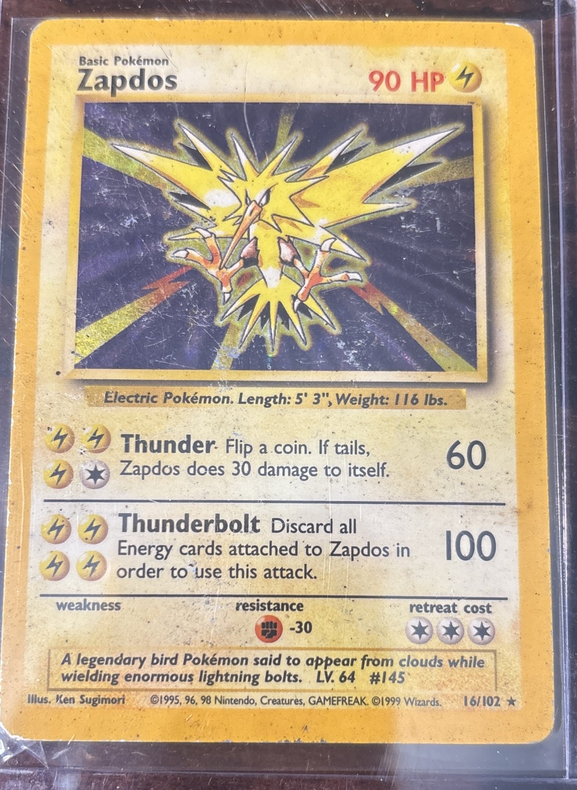 Zapdos 016/102 Base Set Holo Zapdos 016/102 Base Set Holo