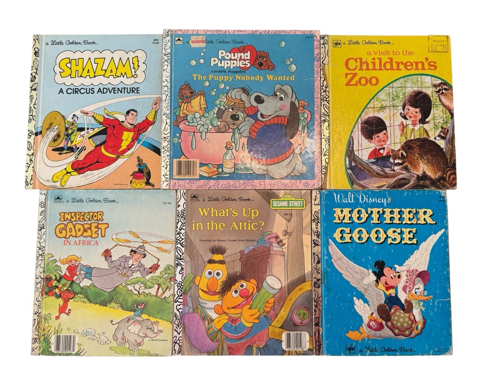 Vintage GOLDEN BOOK Lot Of 6 Sesame Pound Puppies Disney Hardcover Shazam Vintage GOLDEN BOOK Lot Of 6 Sesame Pound Puppies Disney Hardcover Shazam