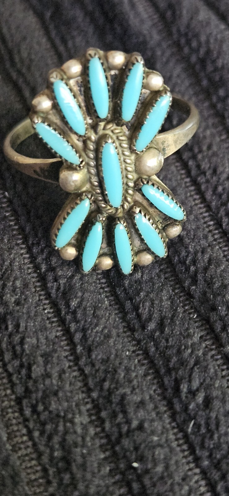 Vintage Zuni Petit Point Turquoise Cluster Ring