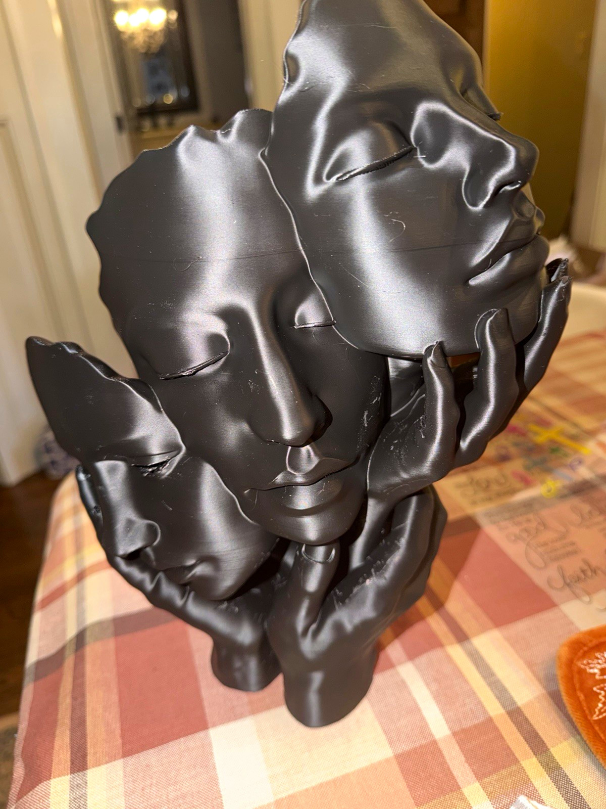 Matte Black Abstract Face Bust Sculpture Figurine, Modern Freestanding Decor Matte Black Abstract Face Bust Sculpture Figurine, Modern Freestanding Decor