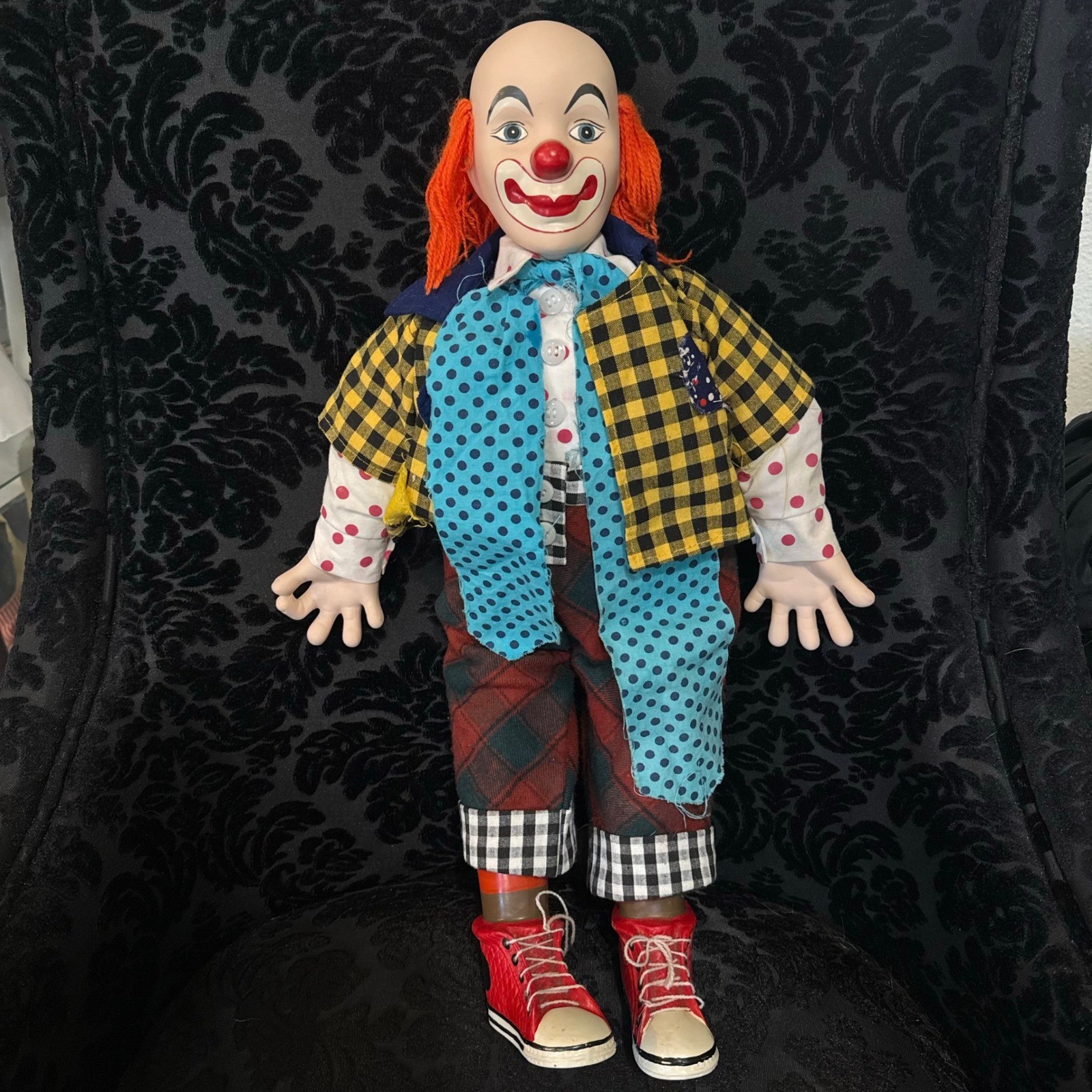 Vintage Porcelain Clown Doll 21 Inch Hand Painted Circus Decor Orange Hair Vintage Porcelain Clown Doll 21 Inch Hand Painted Circus Decor Orange Hair