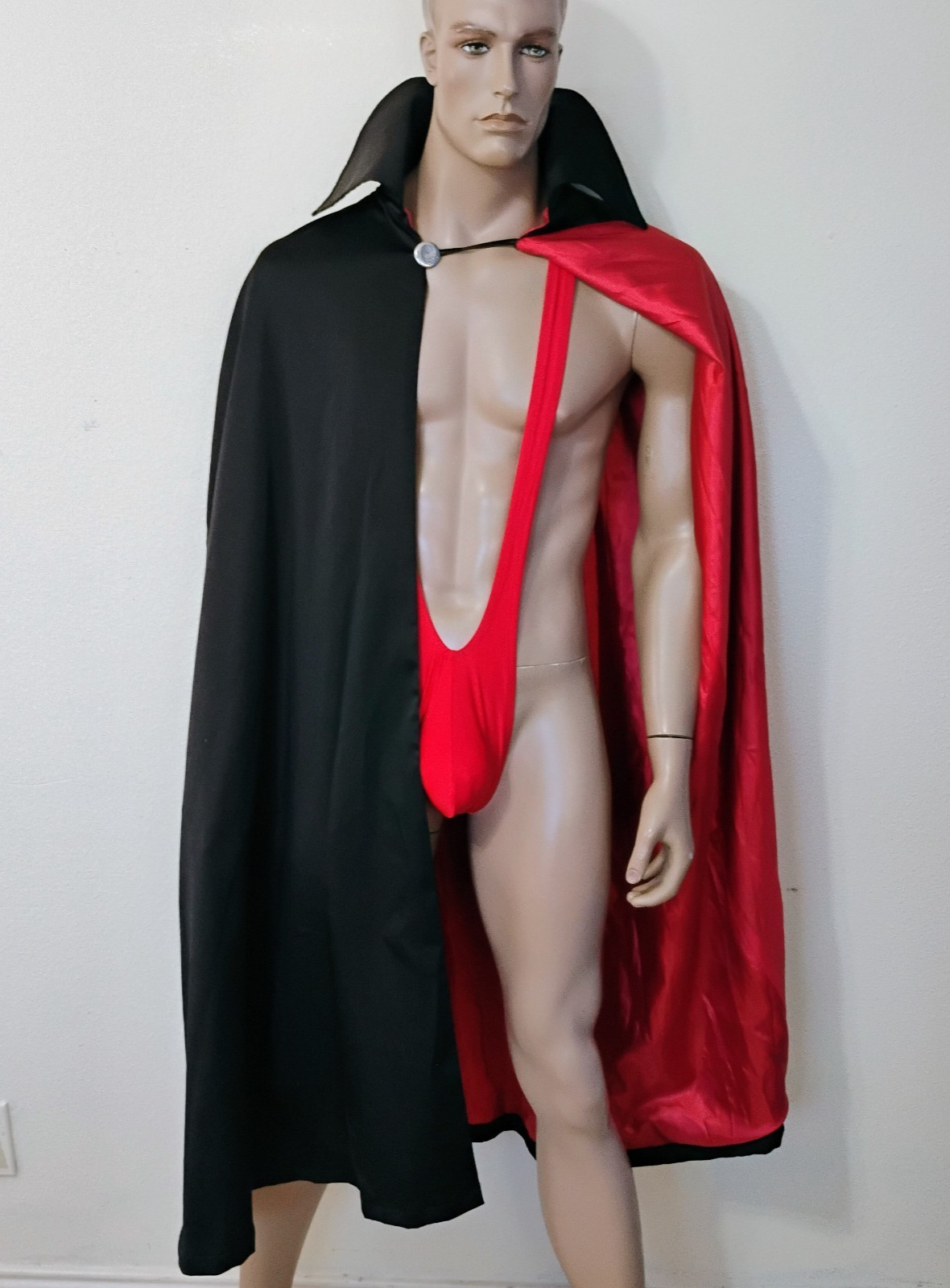 Men's Sexy Vampire Gothic Costume 2 Pieces Cape Mankini Thong Made in The USA