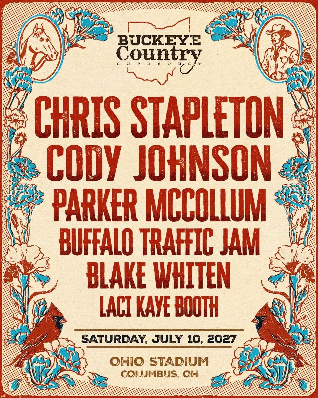 Buckeye Country Superfest At Ohio Stadium On July 10 2027 Poster