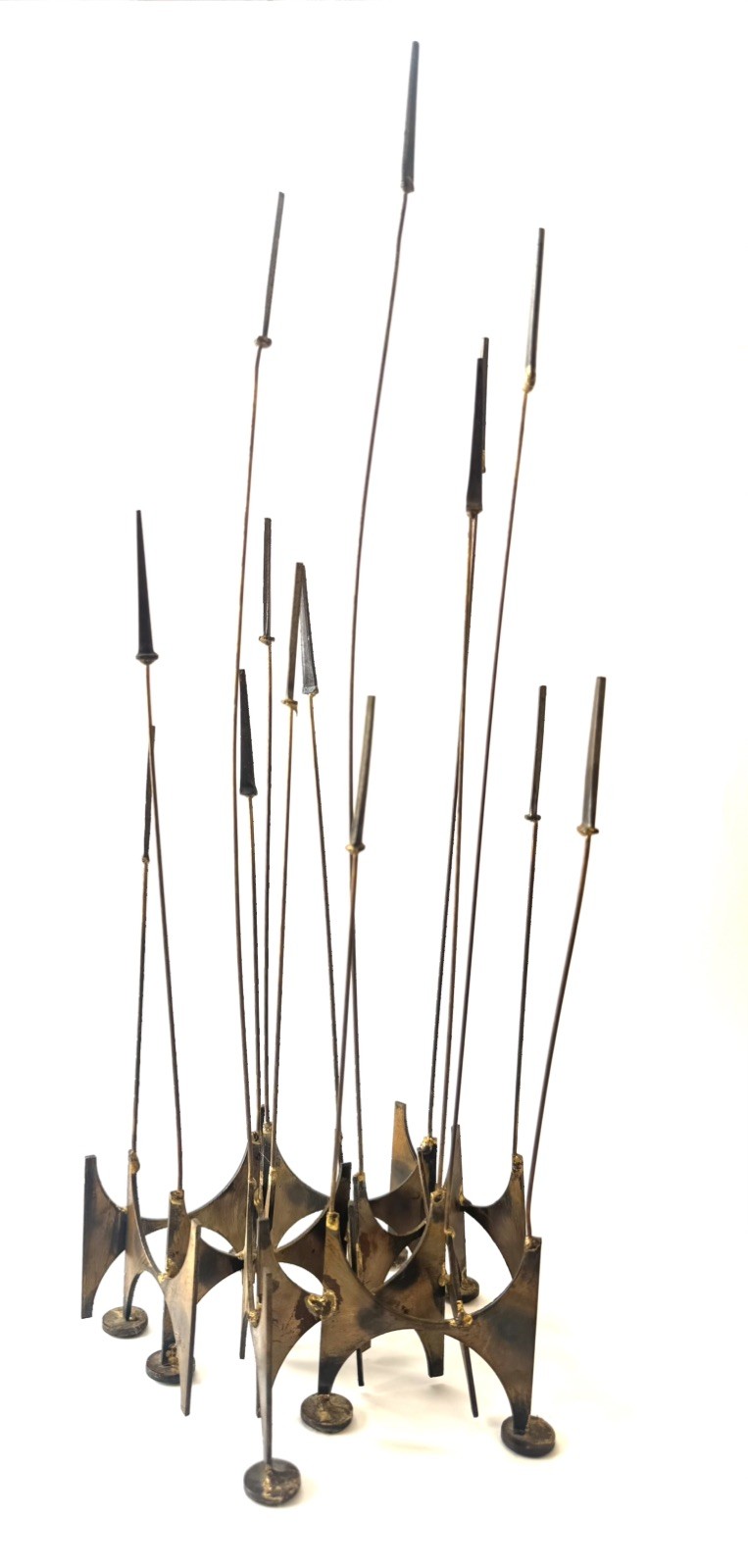 Mid Century Modern Brutalist Style KINETIC SOUND CATTAIL Tabletop Sculpture MCM Mid Century Modern Brutalist Style KINETIC SOUND CATTAIL Tabletop Sculpture MCM