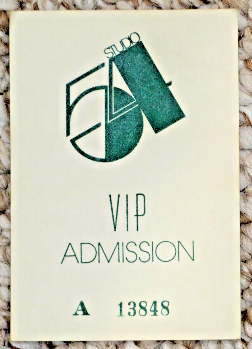 STUDIO 54 ORIGINAL VIP ADMISSION PASS 1980's - SEQUENTIALLY NUMBERED