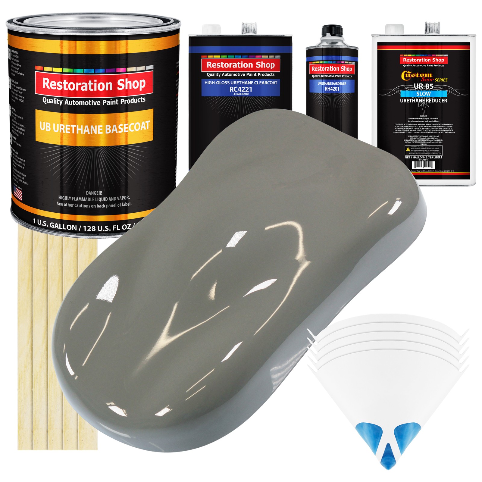 Dove Gray SLOW 1 Gallon Automotive Car Paint Kit URETHANE BASECOAT & Clearcoat
