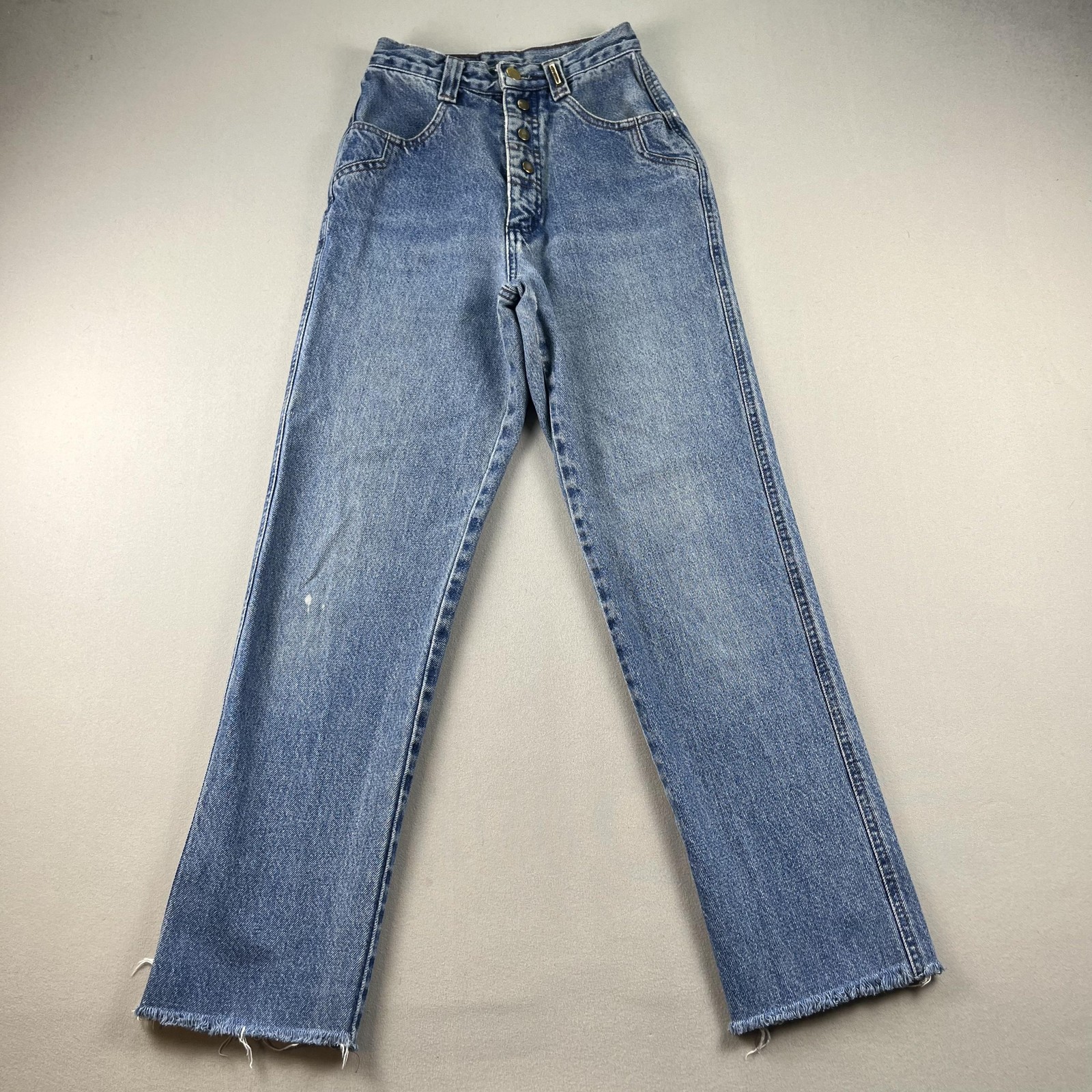 Vintage Rockies Jeans Women 000 Blue Denim Straight High Rise Button Fly USA 90s Vintage Rockies Jeans Women 000 Blue Denim Straight High Rise Button Fly USA 90s