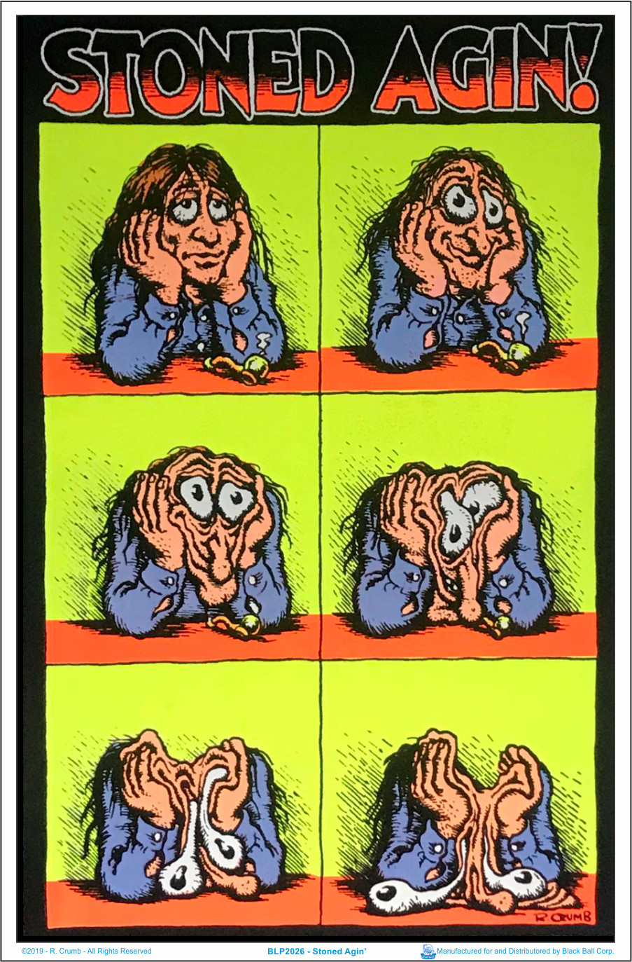 Stoned Agin\' by R Crumb Blacklight Poster - Flocked - 23\