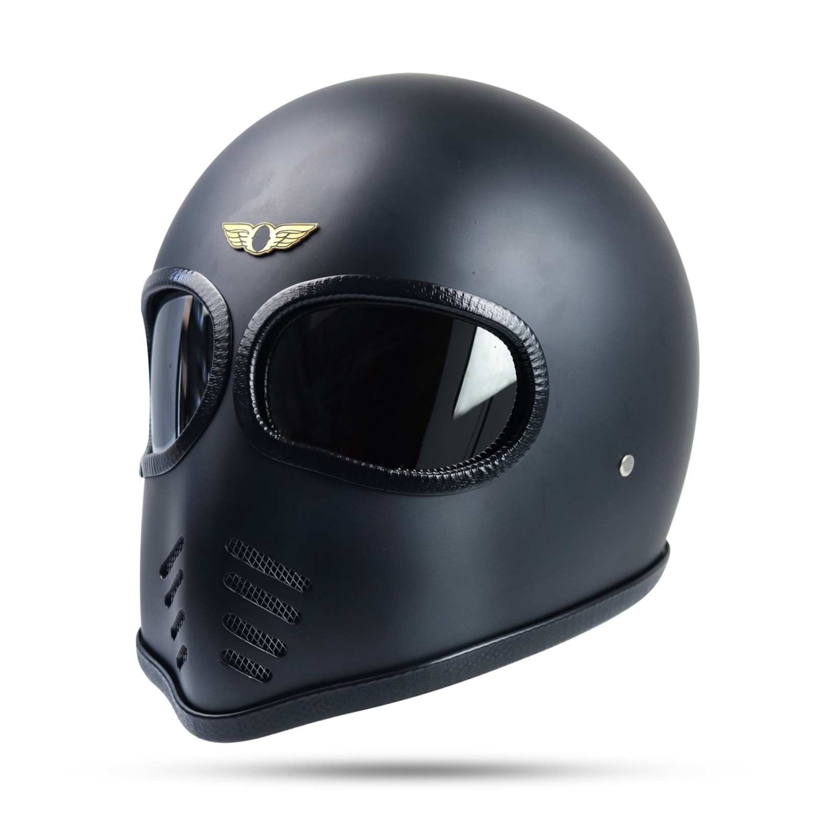 NEW  VINTAGE CUSTOM HELMET XFGP BLACK MATTE BOBBER CHOPPER CAFERACER MOTORCYCLE