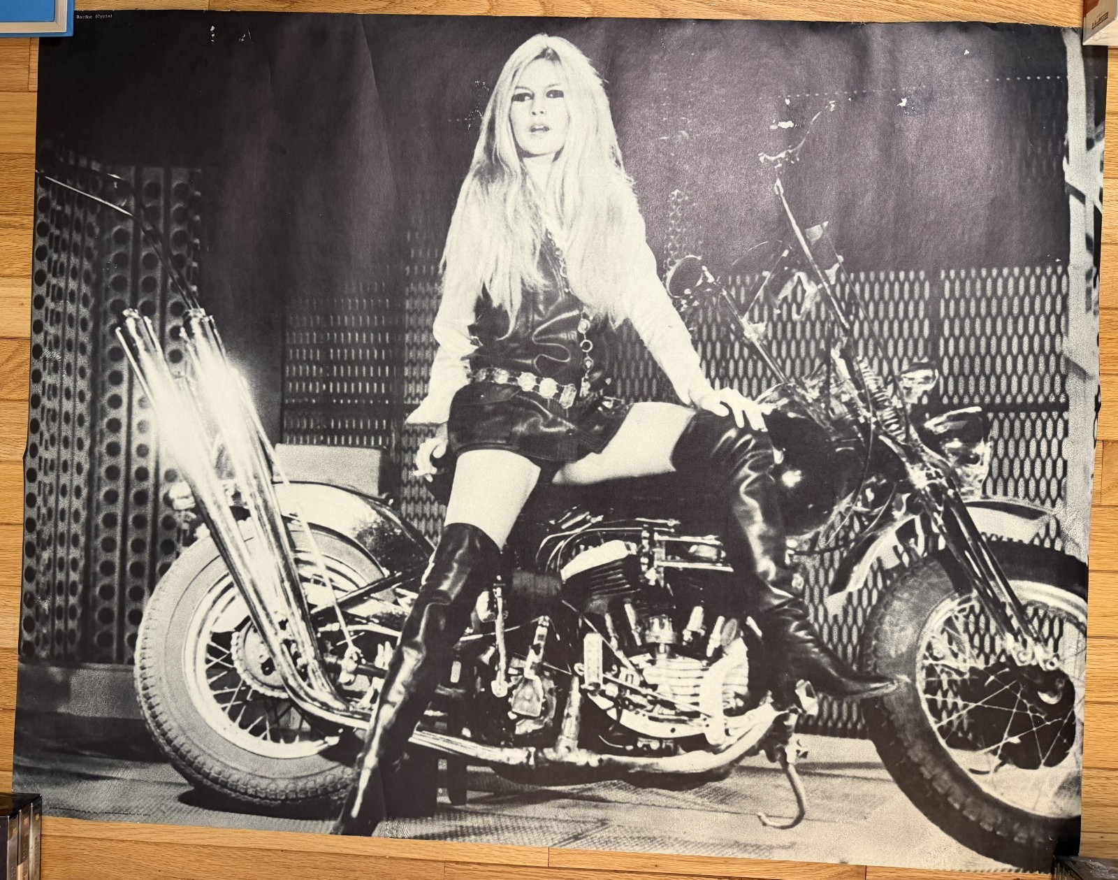 Brigitte Bardot Original 1968 Vintage Harley Davidson Motorcycle Poster