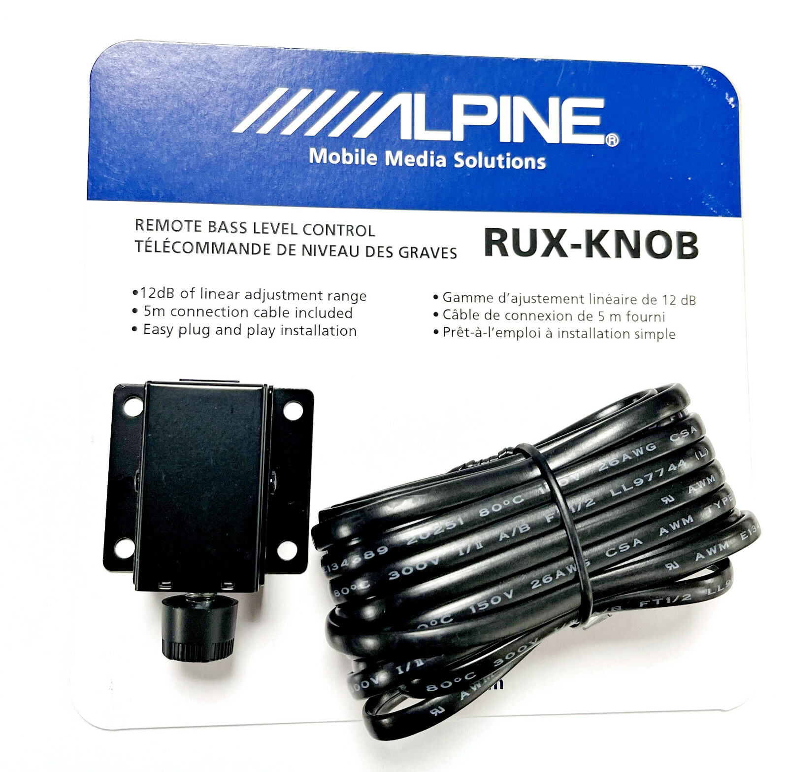 Alpine RUX-KNOB Remote Bass Level Control with 5m Connection Cable New Original Alpine RUX-KNOB Remote Bass Level Control with 5m Connection Cable New Original