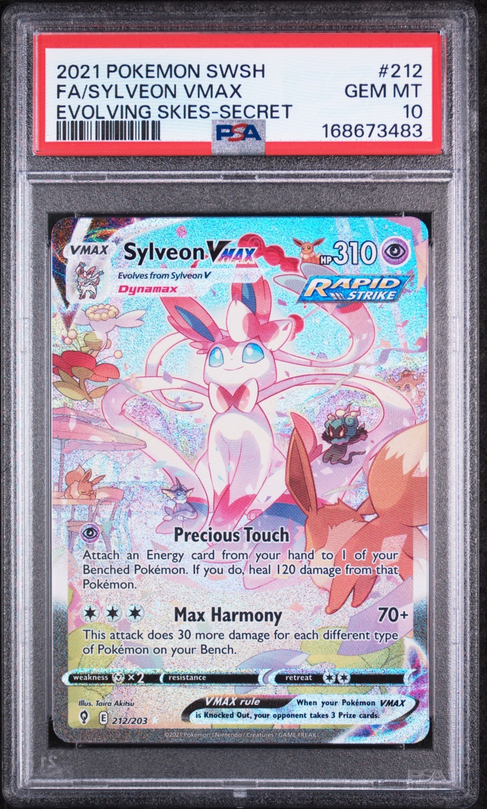 2021 Pokemon SWSH Evolving Skies Sylveon VMAX #212/203 PSA 10 GEM MINT 2021 Pokemon SWSH Evolving Skies Sylveon VMAX #212/203 PSA 10 GEM MINT