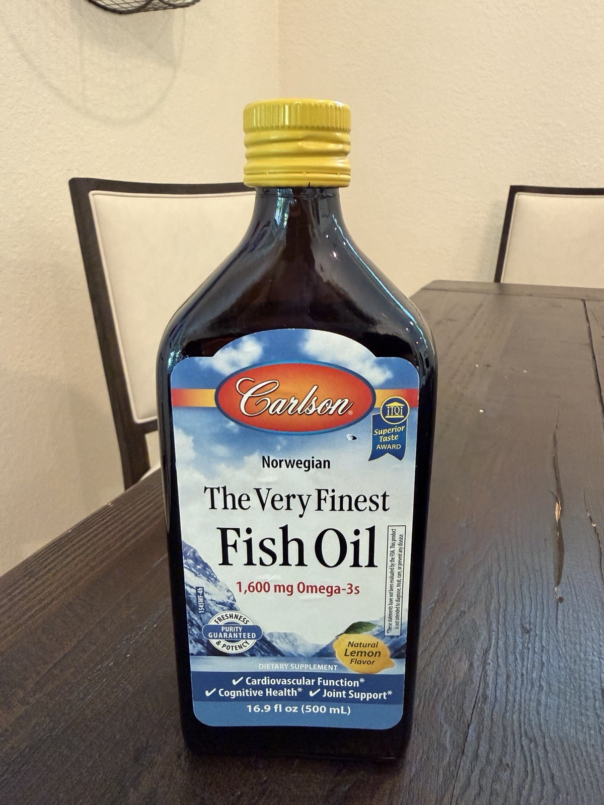Carlson Very Finest Fish Oil Lemon 1600mg Omega-3 16.9 oz 500mL Best by 4/2028