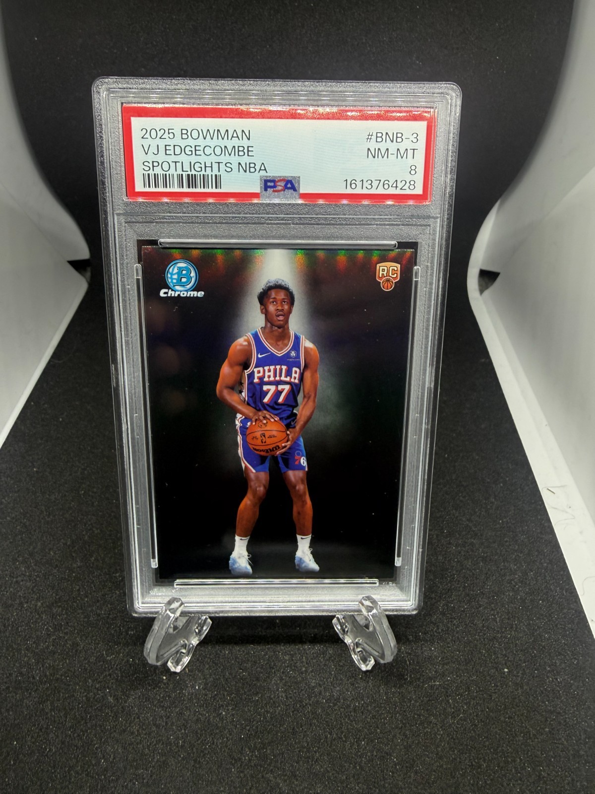 VJ Edgecombe 2025 Bowman Chrome #BNB-3 Spotlights SP Rookie RC PSA 8