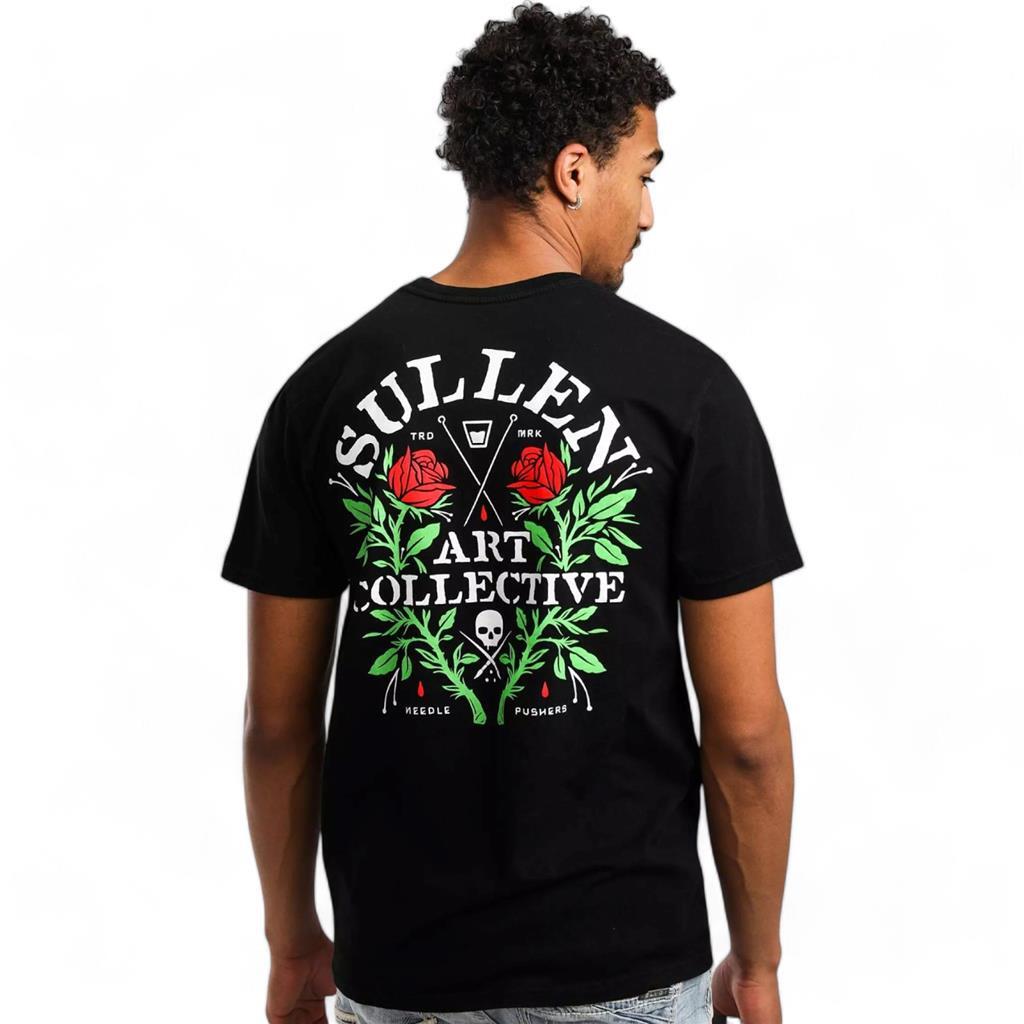Men\'s Sullen Art Collective Pushers Jet Black Rose Premium Tee T-Shirt M-XXXL