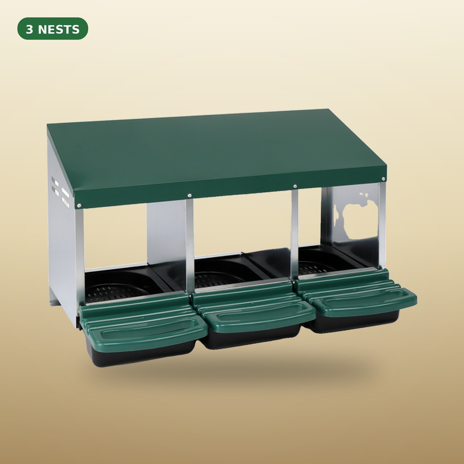 3 Compartment Roll Out Chicken Nesting Box Steel Hen Laying Box Egg Collection