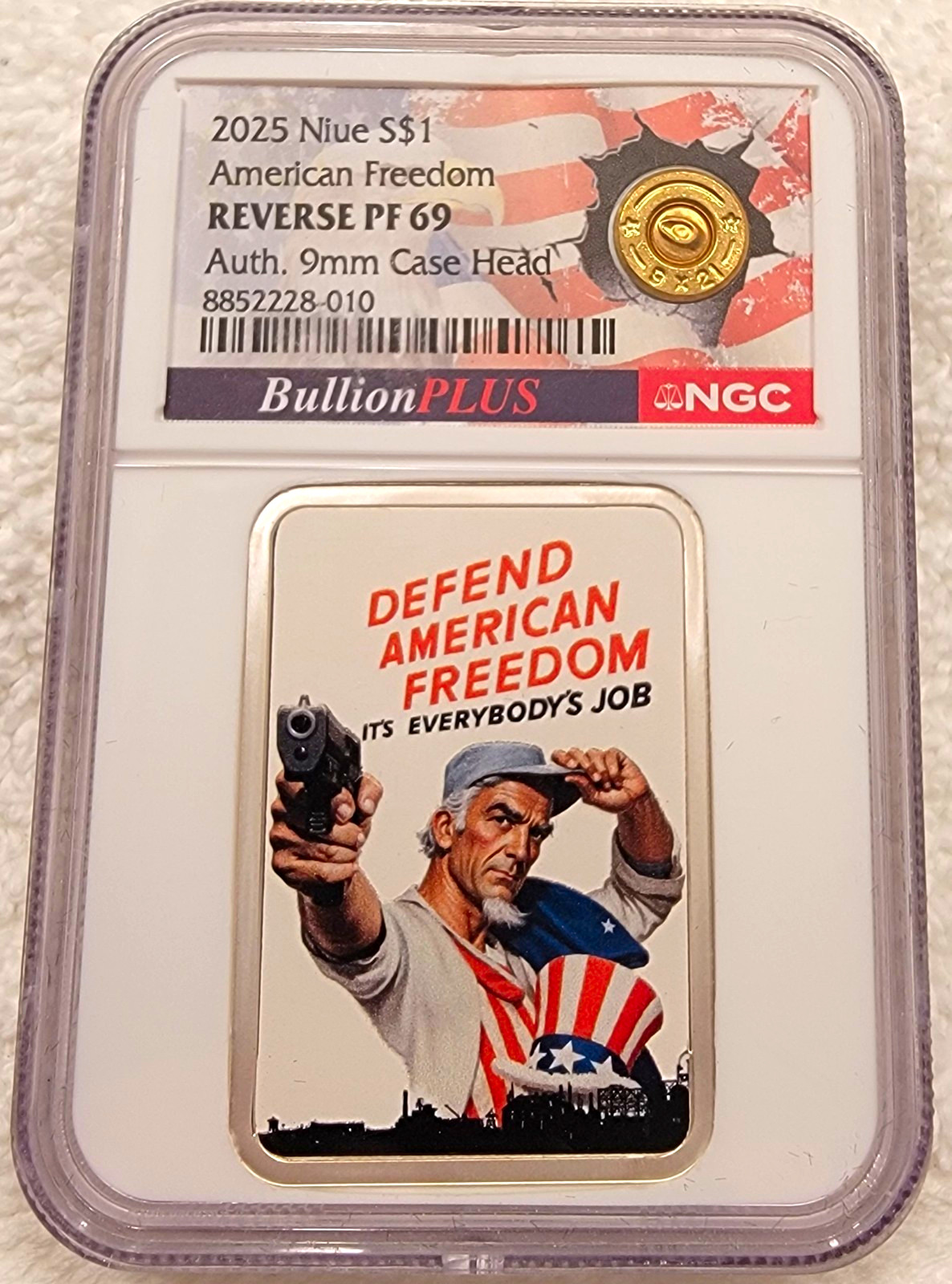 2025 Niue $1 American Freedom Reverse PF69 .999 Silver BullionPLUS Auth 9mm
