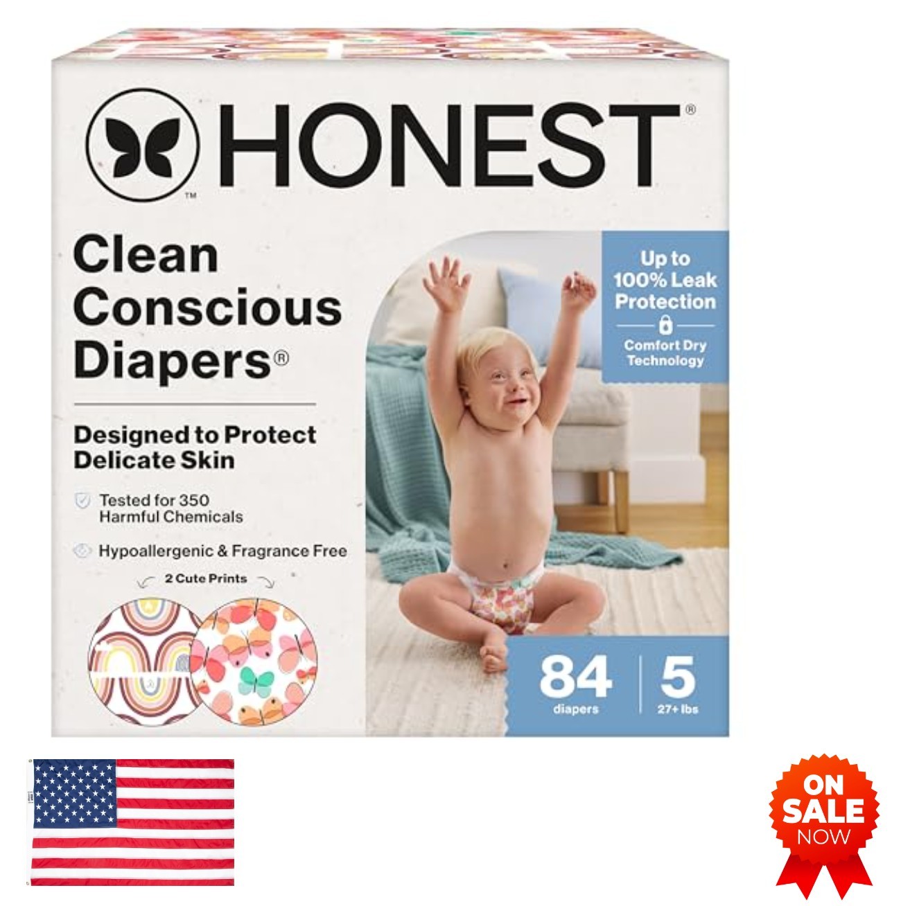 Daytime Diapers Size 5 84 Count Hypoallergenic Fragrance Free Leak Protection