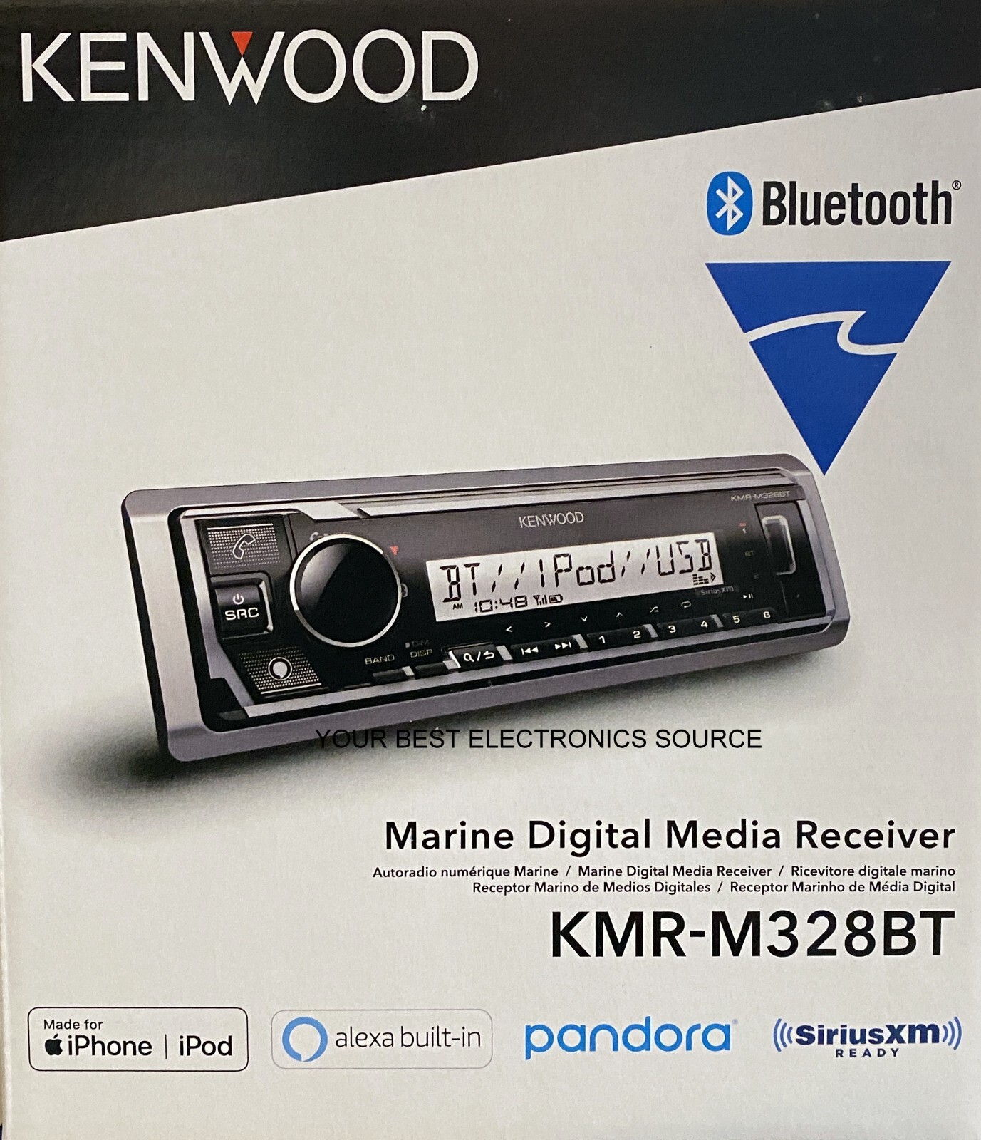 NEW Kenwood KMR-M328BT 1-DIN Marine Digital Media Receiver w/ Bluetooth NEW Kenwood KMR-M328BT 1-DIN Marine Digital Media Receiver w/ Bluetooth