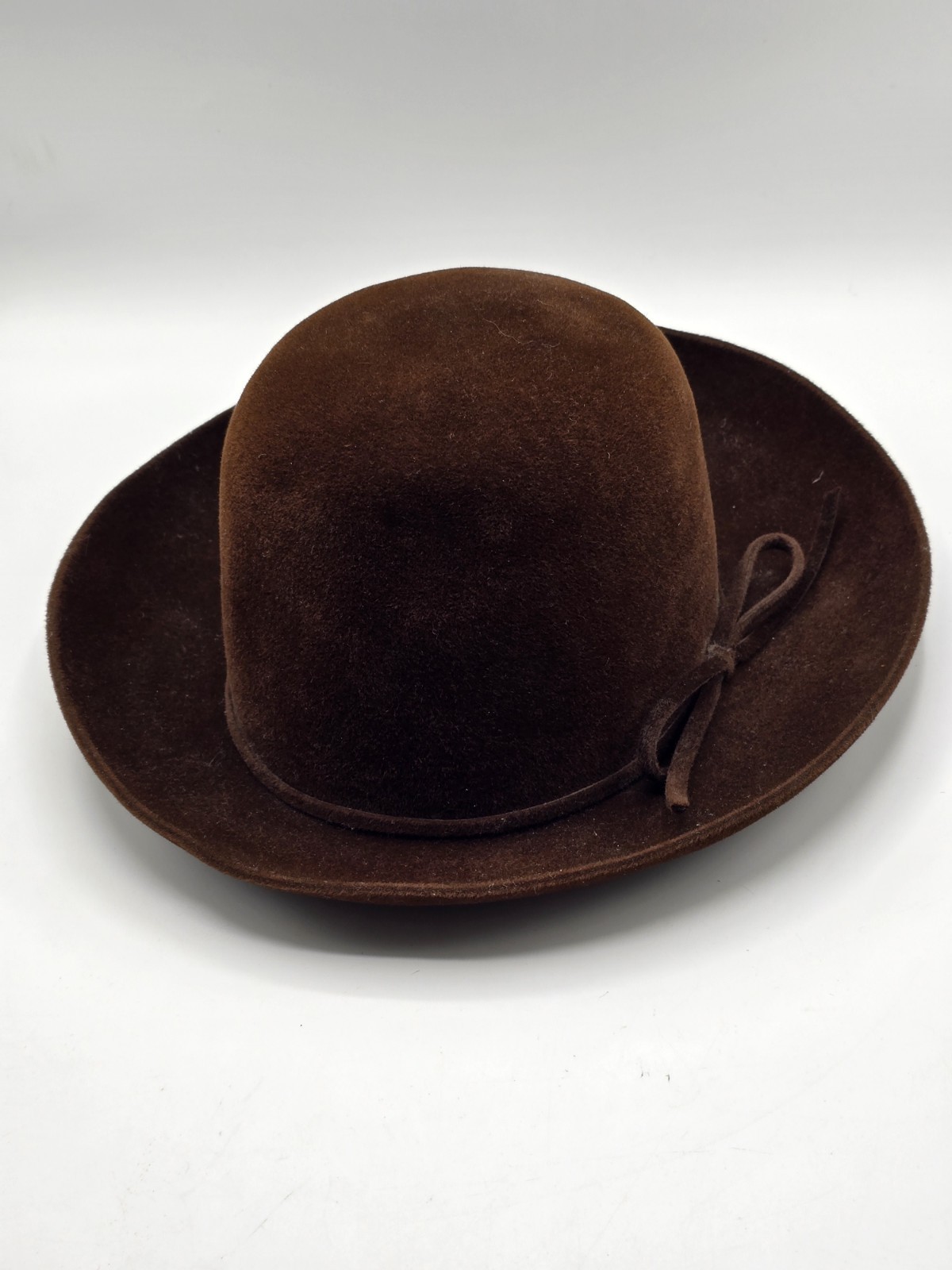 Vintage Borsalino Qualita Suprema Brown Velour Felt Hat Italy Lazarus Sz 7 1/4 