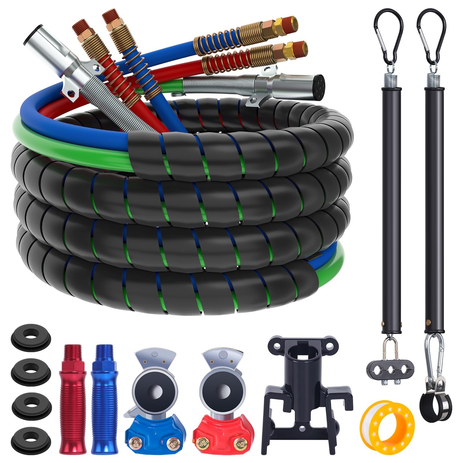 CheeMuii 15FT Semi Truck Air Lines Kit 3-in-1 Air Hoses for Truck Trailer