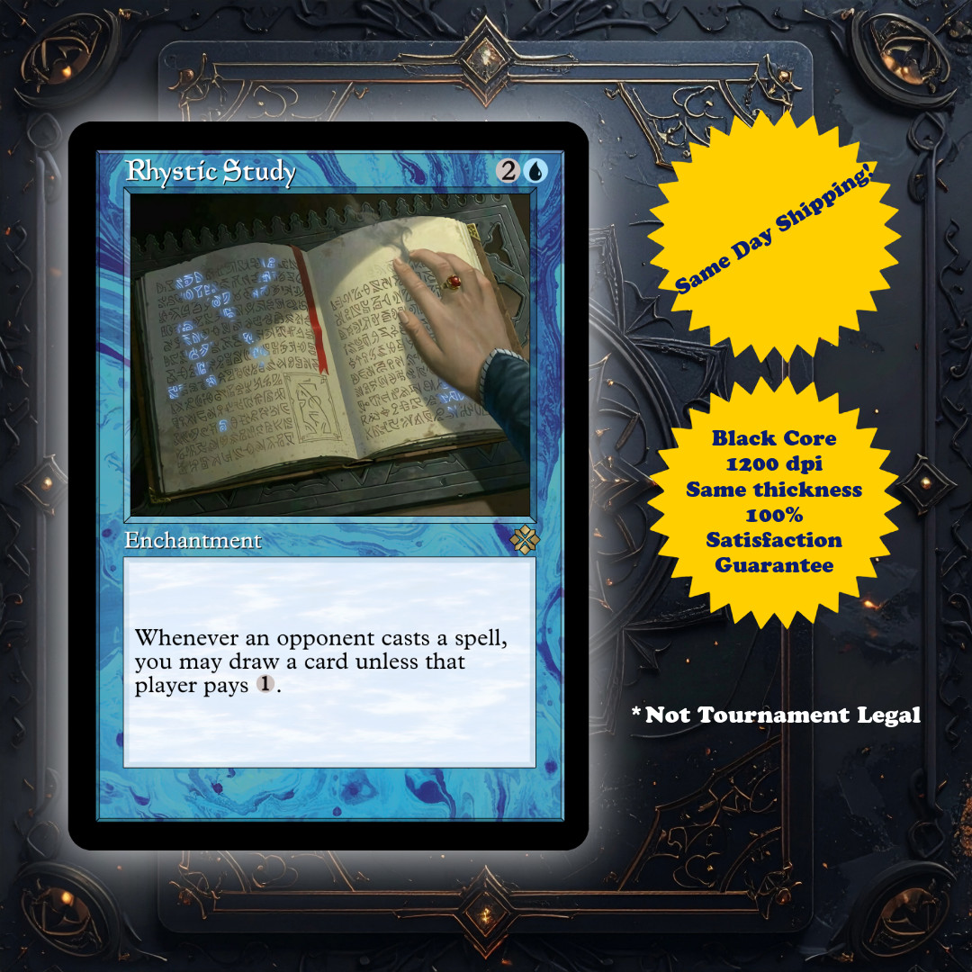 Rhystic Study - High Quality Retro Custom Art Playtest card for MTG - EDH