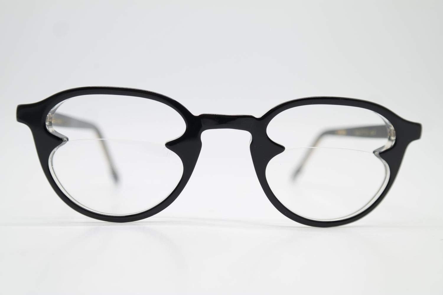 Lesca Lunetier P1 1/2 Made Man Black Transparent Gold Oval New