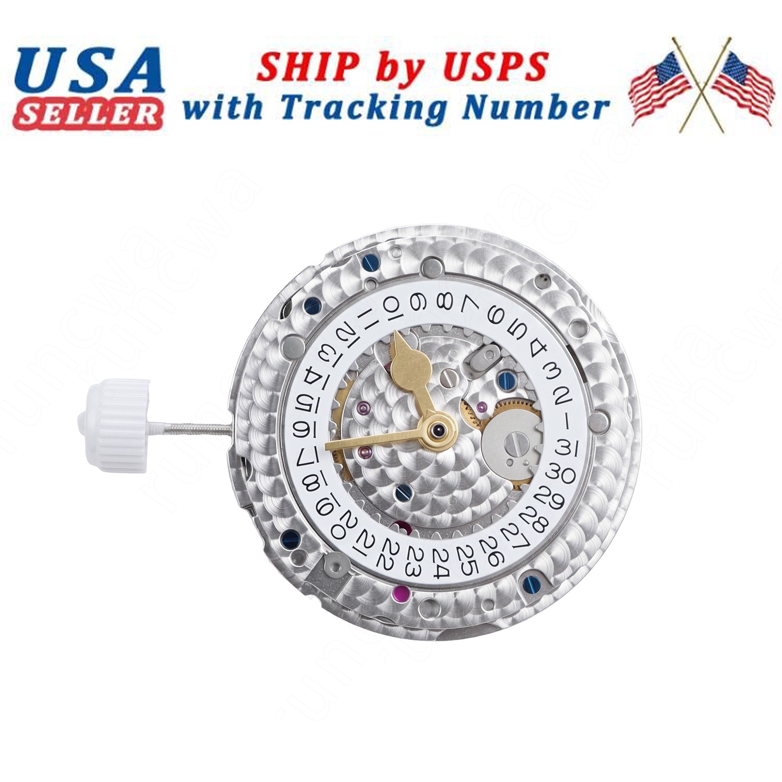 For Shanghai 3285 GMT 4 Hands Movement 31 Jewels Blue Hairspring Fits 3285 Case