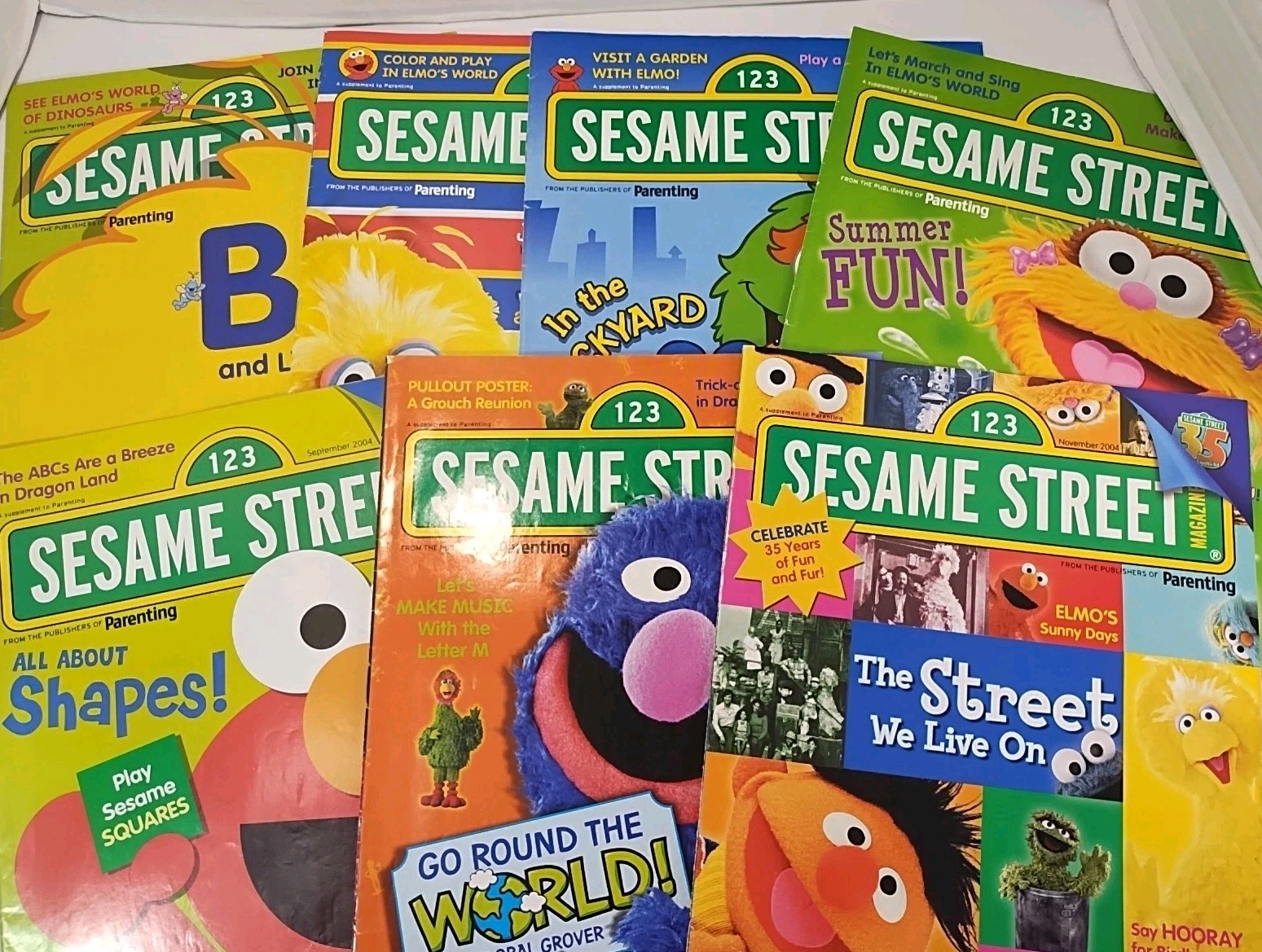 Sesame Street Magazine 2004 Set of 7 ~ RARE Lot Unused with Pullout Posters 