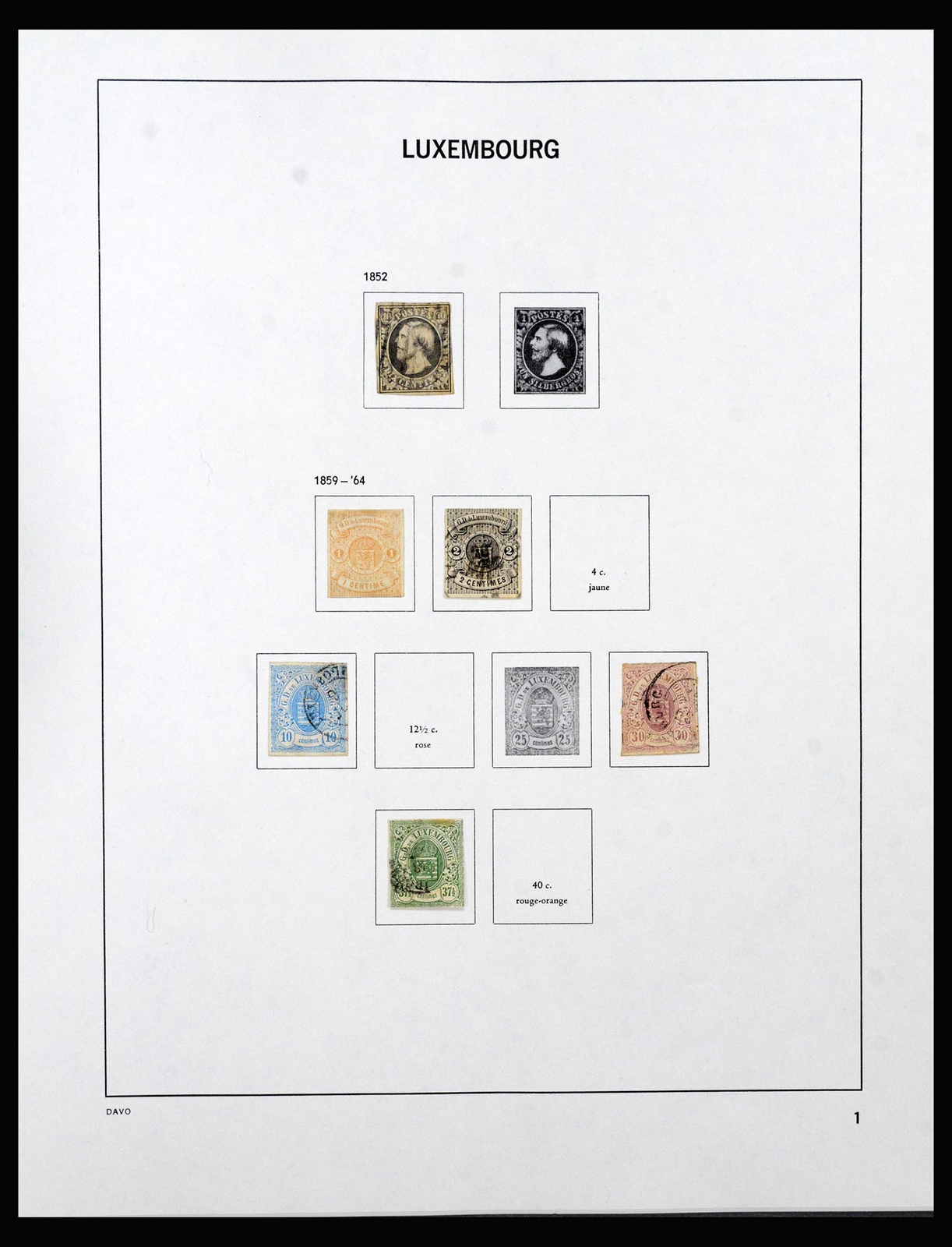 Lot 40421 Stamp collection Luxembourg 1852-1999 in Davo album.