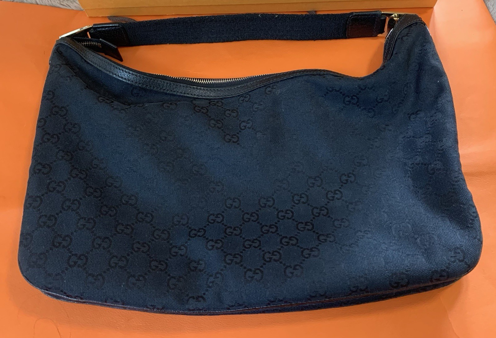 Authentic Gucci In Black Canvas And Silver Hardware
