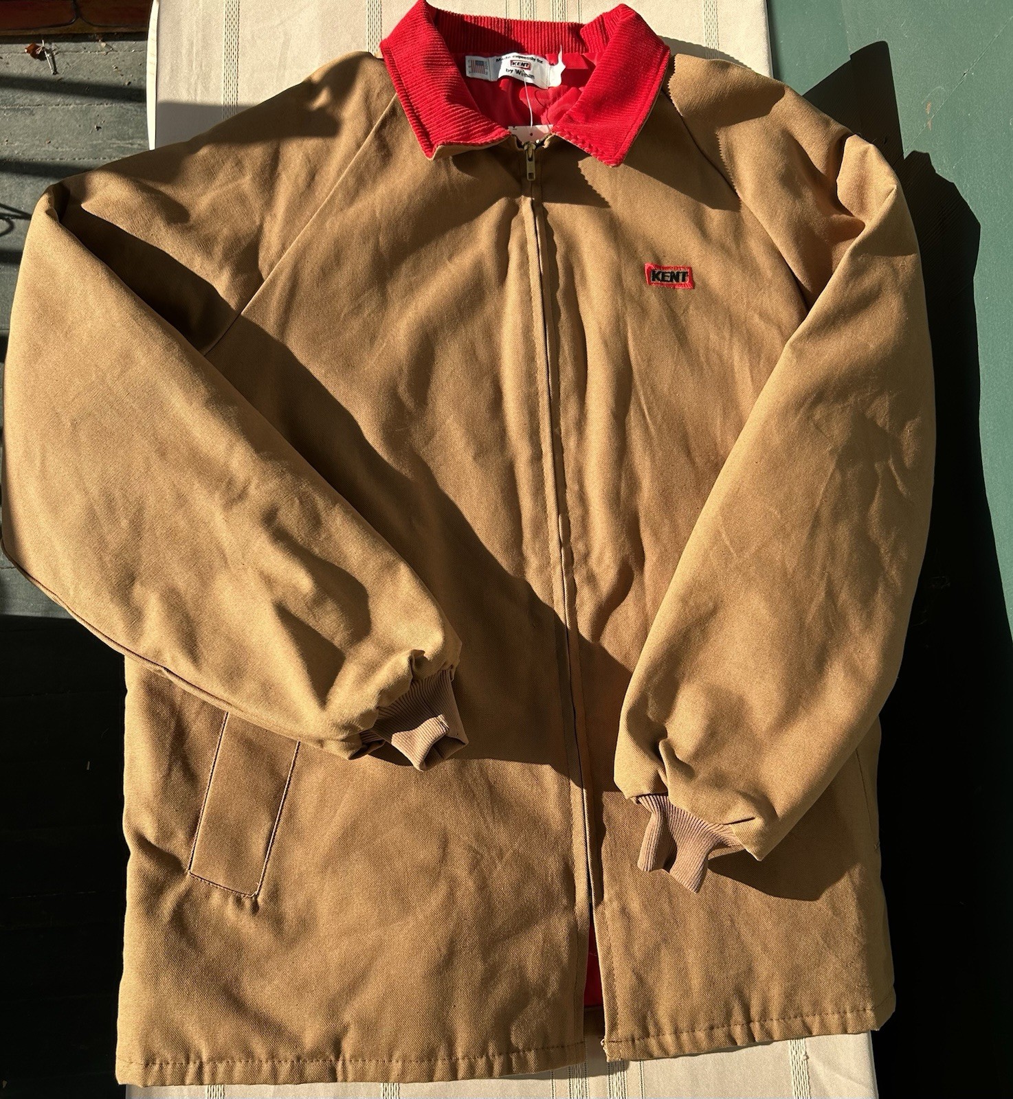 Vtg NWT Duck Canvas Tan Brown Chore Work Jacket Coat Utility USA Barn XXL Tall